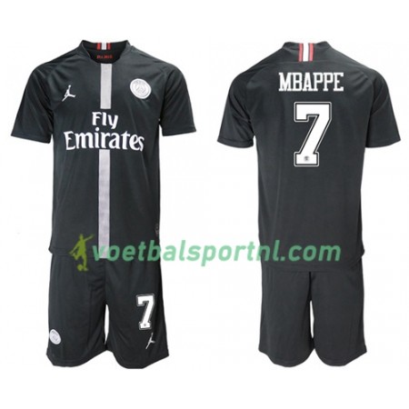 Paris Saint-Germain Mbappé 7 Jodan Zwart Kind Third Tenue 2018-19